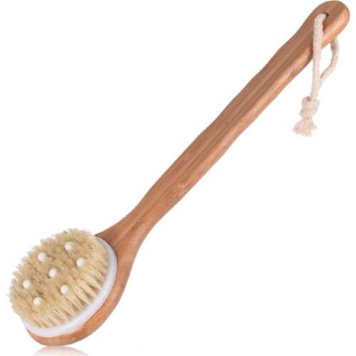 TREESMILE Brushes Promote Blood Circulation Body Brush Exfoliating Natural Bristle Bath Brush Wooden Massage Body Bath D30