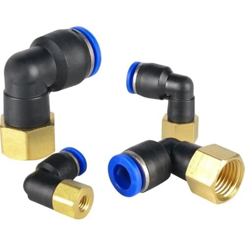 PLF Hose OD 4-12mm - Internal Thread M5'' 1/8'' 1/4'' 3/8'' 1/2'' Pneumatic Female Elbow Connector Tube Air Push In Fitting