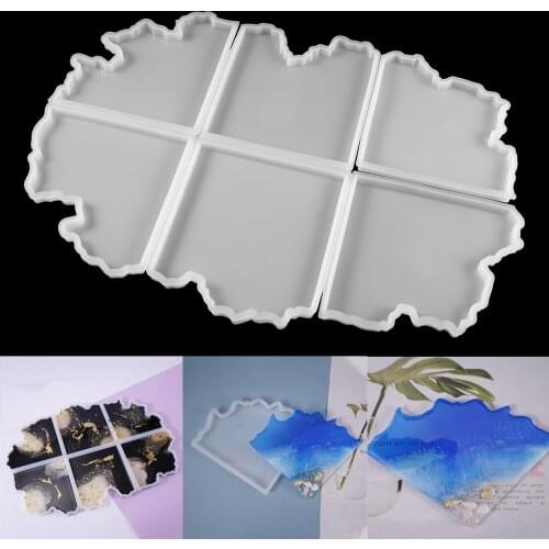1pcs Irregular Wave Tea Coaster Silicone Mold Splice Cup Tray Craft Transparent Epoxy Resin For Handmade DIY Decor Making Tools