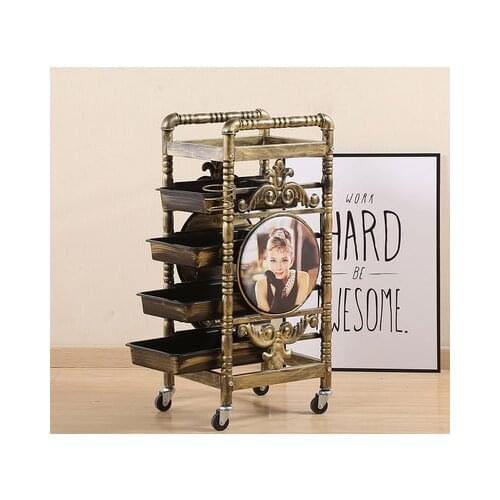 Hairdressing special tools car barber shop hair salon hot dyeing trolley retro multi-function beauty bar car salon trolley