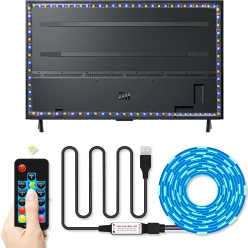 COOLO 5V RGBW RGBWW LED Strip 17 Key Remote USB Cable Power Flexible Light Lamp 50CM 1/2/3/4M Desk Screen TV Background Lighting