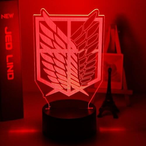 3d Illusion Led Night Light Wings of Liberty 7 Colors Changing Nightlight for Kids Room Decor Table Lamp Attack on Titan Gift