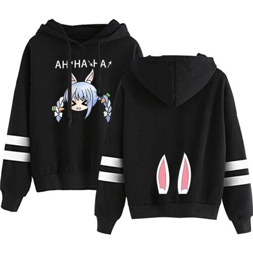Usada pekora Hoodies Men Women Cute Rabbit Ear Sweatshirt Pullover Women Hoodie Anime Clothes Kpop Streetwear Tracksuits