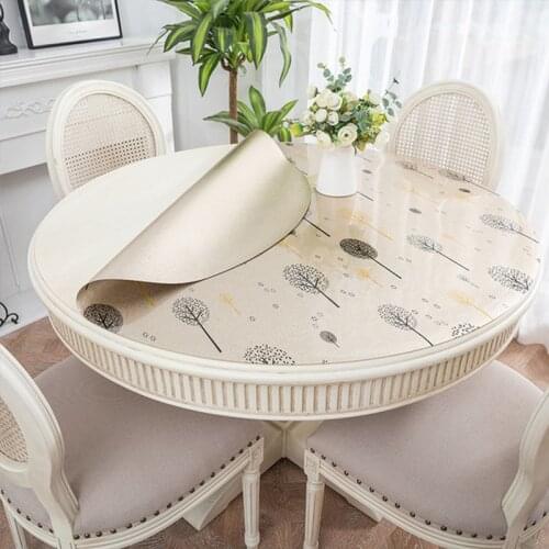 PVC Waterproof Round Table Cloth Plastic Oilproof Table Cover Kitchen Pattern Oil Glass High Quality Soft Cloth Tablecloth