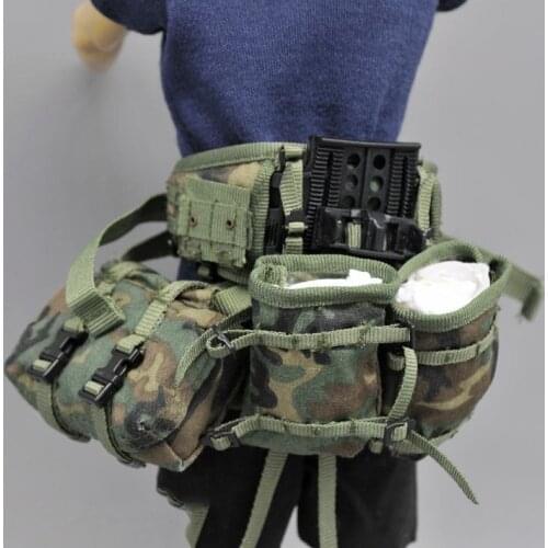 Scale 1/6 USA Army Camouflage MOLLE Tactical Waist Belt Shoulder Bag Magazine Recycling Bag For Doll Soldier Accessories