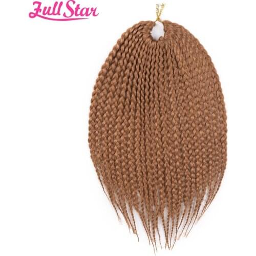 Full Star Short Box Braids Crochet Hair 1 pack 22Root 75g Bug Ombre Brown Blonde color Synthetic Braids Hair for Black Women
