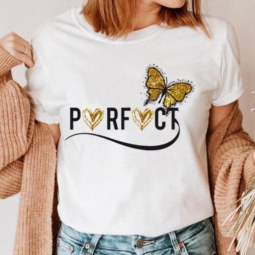 Women Butterfly Letters 90s Trend Graphic Top Print Clothing 90s T Shirt Female Tee Ladies Fashion Short Sleeve Cartoon T-shirt