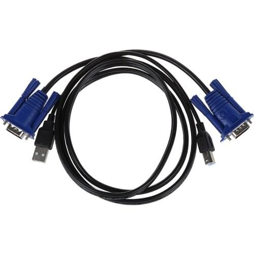 1.4M 15 Pin VGA + USB Male to Male VGA + Print Cable for CRT PC
