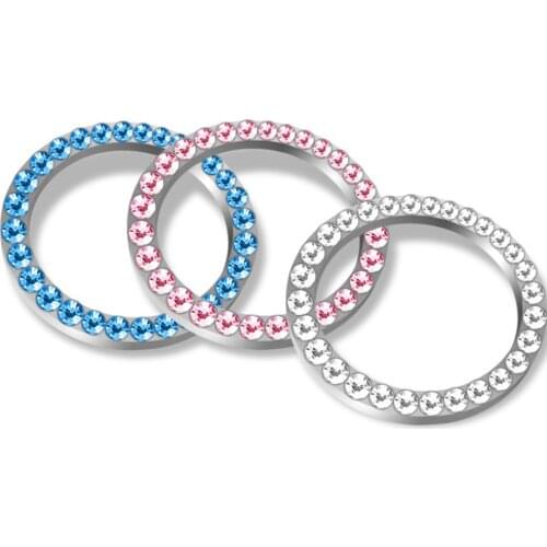 1Pc Car Ignition Key Switch Ring Decoration Cover Button Start Switch Diamond Rhinestone Ring SUV Bling Decorative Accessories