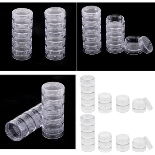 10pcs 5 Layers Stackable Bead Container Clear Storage Box With Screw Cap