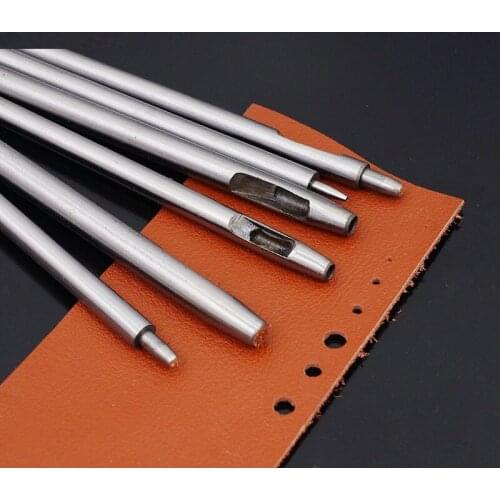 10Pcs/Set 45#Steel DIY Handmade Belt Punching Tools Leather Handicraft Puncher Set Leather Leather Hole Punch Hollow Drilling