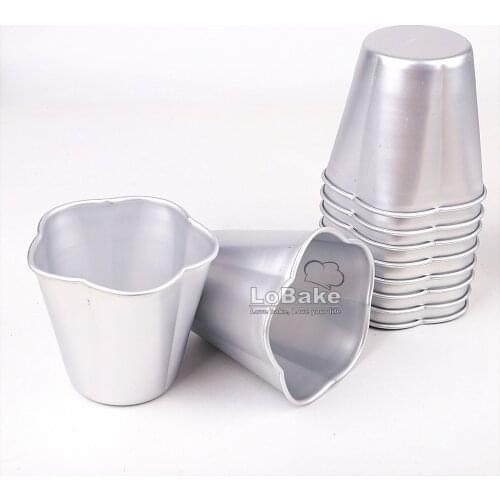 10pcs/lot) 8.5cm diameter five-petaled flower shape aluminium alloy tart cake mold cupcake mould jelly pudding DIY bakeware