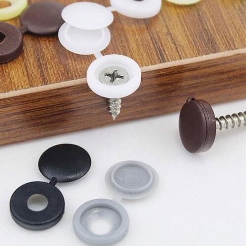 100Pcs Hinged Plastic Screw Cover Cap Cover Fold Snap Protective Cap Button For Car Furniture Decorative Nuts Cover Bolts Hardwa