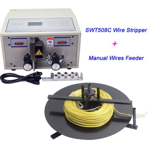 2.5mm2 SWT508C Computer Wire Peeling Stripping Cutting Machine + Wires Feeder Feeding Machine