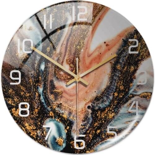 3D Acrylic Marble Pattern Wall Adhesive Clock Metal Needle Silent Electronic Clock Mechanism Modern Living Room Home Decoration