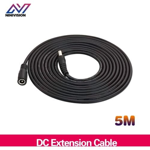 5 Meters DC 12V Power 5M Extension Cable 5.5mmx2.1mm DC Plug For CCTV Camera 12 Volt Extension Cord
