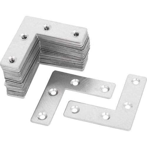 60PCS Flat Plate L Shape, Stainless Steel Fixing Mending Repair Plates Corner Brace Brackets (2 x 2 x 0.04 Inch)