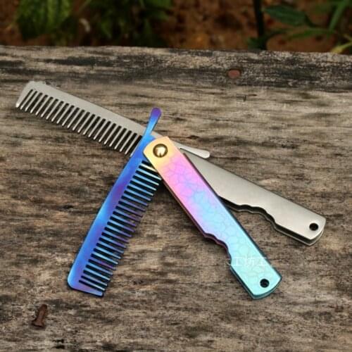 A418 TA2 pure titanium Titanium alloy comb Titanium comb Beard comb Portable outdoor comb Folding comb