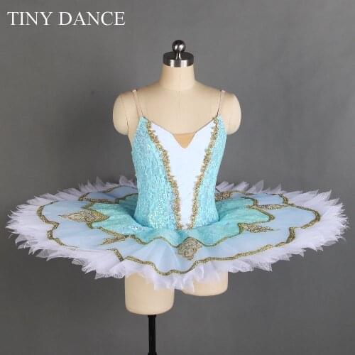 Pale Blue Sequin Lace Bodice with Layers of Pleated Tutu Professional Ballet Dance Tutus for Child and Adult Performance Costume
