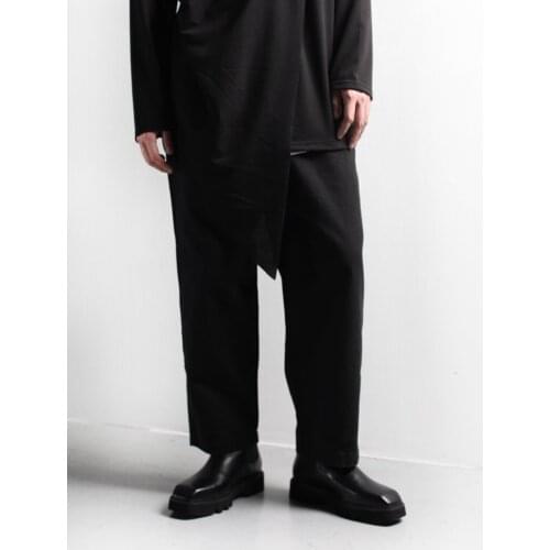 Mens pants Korean fashion loose wide leg pants casual fashion personality Youth Large Mens Pants Capris