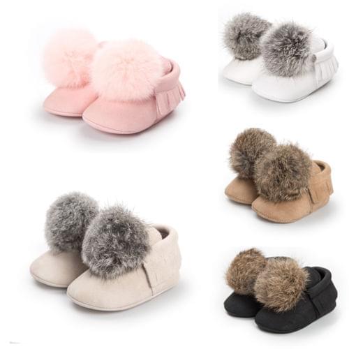 Citgeett Winter Baby Boys Girls Soft Cotton Warm Ball Casual Snow Boots Laces Sole Shoes 0-18M