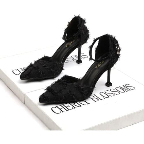 DDYZHY New style suede high heels women spring and autumn single shoes stiletto light and comfortable sandals women