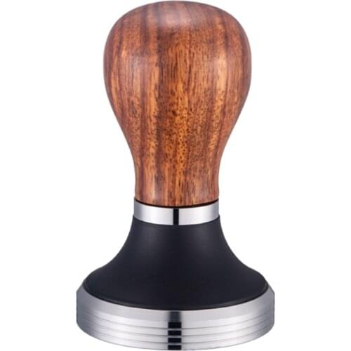 Wooden Coffee Tamper Stainless Steel Flat Espresso Tamper with Height Adjustable Wooden Handle Coffee Press Tool