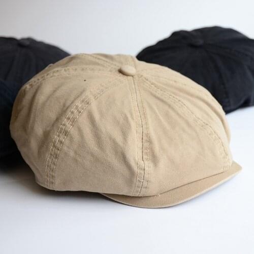 Men Big Head Newsboy Cap Peaky Hat Vintage Casual Cotton Cap Solid Berets England Visor Big Gatsby Flat Hat Detective Hats