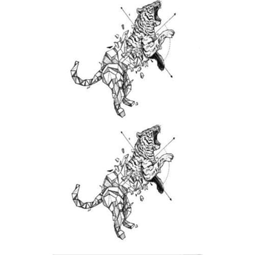 Triangle Tiger Temporary Tattoo Sticker Waterproof Adult Men Women Arm Body Art Makeup Fake Tattoos 10.5X6cm
