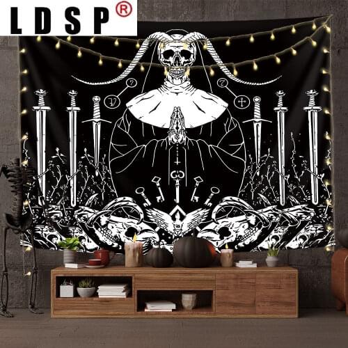 LDSP Tapestry Starry Sky Tarot Skull Wall Hanging Fabric Mural Background Cloth Wall Rugs Towel Beach Blanket Dorm Living Decor