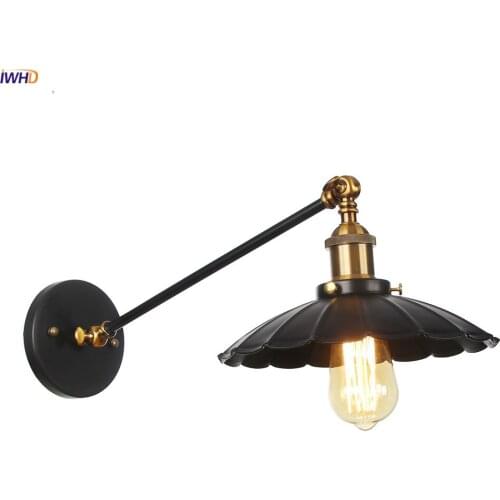 IWHD Single Long Arm LED Wall Light Fixtures Up Down Adjustable Edison Wandlamp Loft Decor Industrial Vintage Wall Lamp Sconce