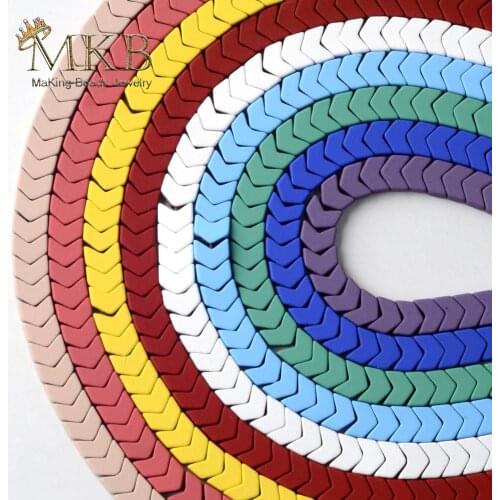6*3mm 15 Colors Natural Hematite Stone Rubber Matte Arrows Shape Beads Space Loose Beads For Jewelry Making Diy Bracelet 15"