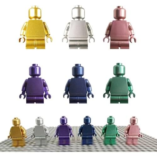 New Imitation Alloy Electroplating Gold Silver Man Bulk Doll MOC Building Blocks Bricks Educational Toys For Children Gifts 1313