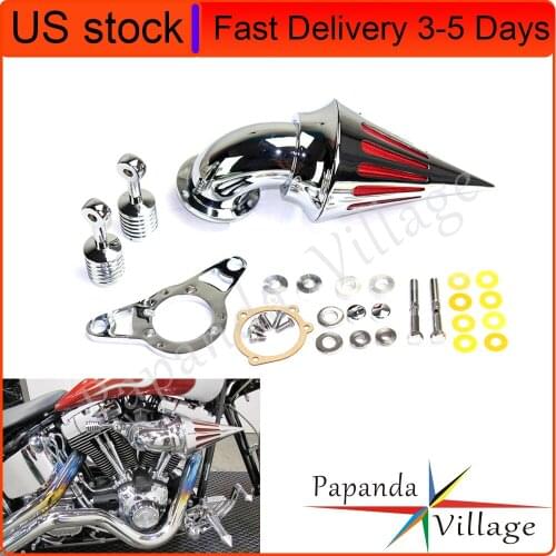 Motorcycle Chrome Spike Cone Aluminum Air Filter Air Cleaner Kit for Harley Softail Dyna Touring Street Bob Wide Glide Road King