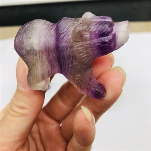 Natural fluorite bear carved gemstone animals healing stones and crystals home decoration fine gifts