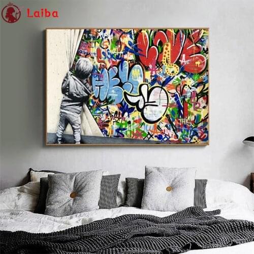 New 5D Round Diamond Painting Modern behind-the-scenes graffiti art Sticker Diamond diy Embroidery Home Decoration Mosaic