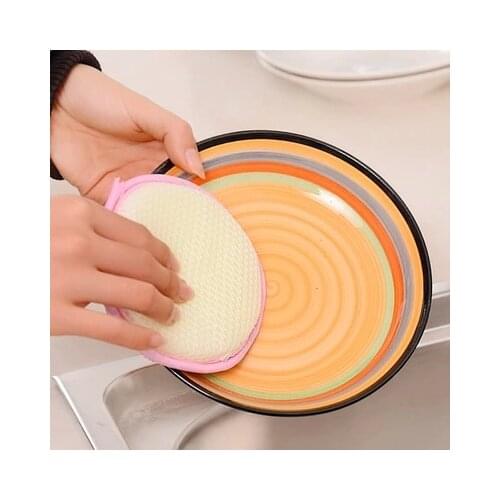 New Cheap Vogue Round Kitchen Sponge Dish Pots Scrubber Pad Washing Cleaning Tool, Kicthen Item Washing Towel for Dish