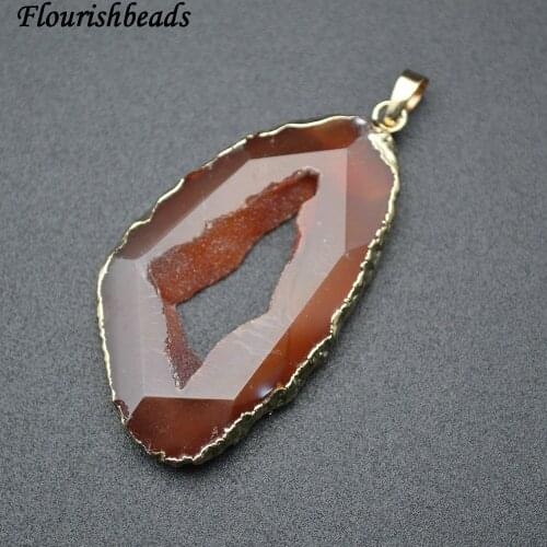 Brown color Druzy Druzy Agate Flat Oval Stone Pendant