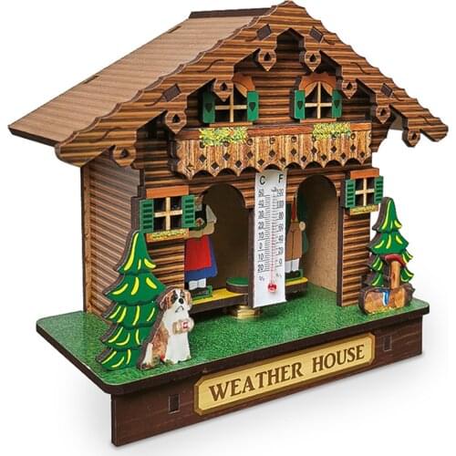 Weather House Chalet Barometer Thermometer Hygrometer Hanging Ornaments Decoration In Stock