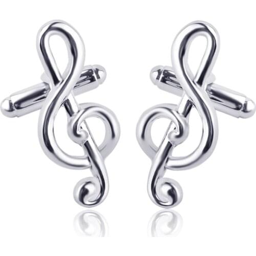 Silver Plated Music Notation Shirt Cufflink Men Women Fashion Jewelry Exclusive Design Wedding Female French Cufflinks Buttons