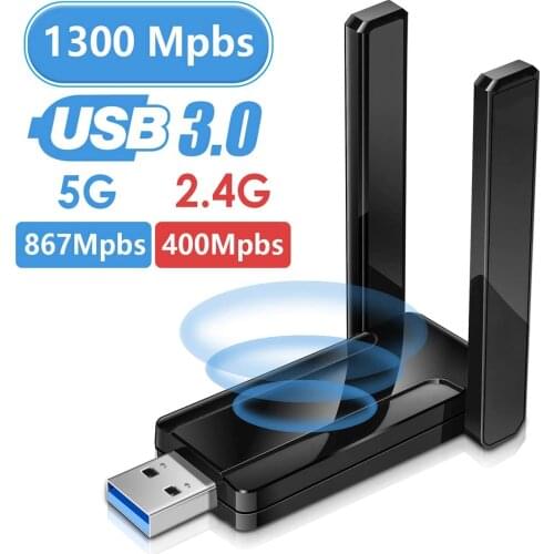 JCKEL New 2.4G 5G USB 3.0 Wireless Network Card 1300Mbps Dual Frequency Transmission Supports Windows7/8/10 Linx2.6X Mac OS X