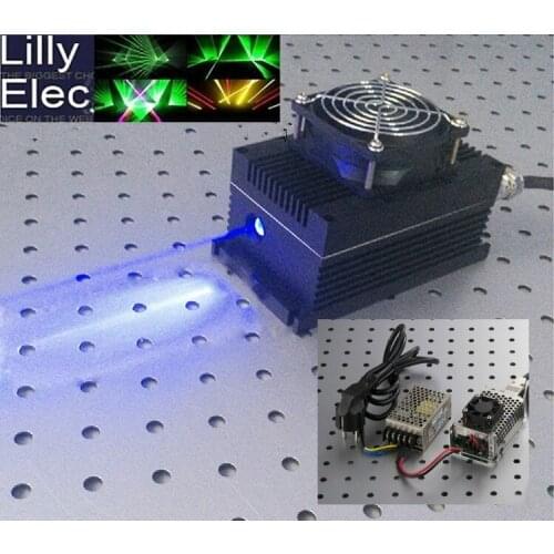 Industrial Lab 445nm 4000mW 4W Violet Blue Laser Dot Module + TTL/Analog 0-30KHZ + TEC Cooling 24 hours working