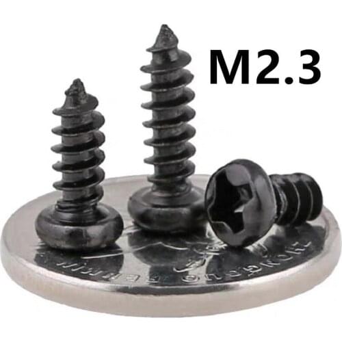 500pcs/lot GB845 M2.3x4/5/6/8/10/12/14mm PA Carbon steel black cross round head self-tapping screw