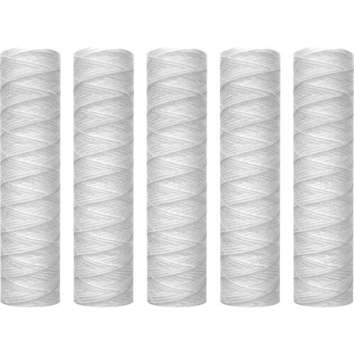 SANQ 10 Micron 10 Inch x 2.5 Inch String Wound Sediment Water Filter Cartridge Whole House Sediment Filtration, Universal Replac