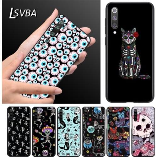 Flower Skull Cat Silicone TPU Cover For Xiaomi Mi Note 11 10T 10 9 9T SE 8 Pro Lite Ultra 5G Phone Case Bag