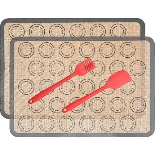 Silicone Baking Mat,Set of 2 Half Sheet, for Bake Pans & Rolling - Macaron/Pastry/Cookie/Bun/Bread