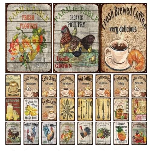 Vintage Frame Metal Tin Signs Coffee Poster Plate Bar Cafe Pub Club Retro Wall Plaque Home Frame Wall Decoration Iron Painting