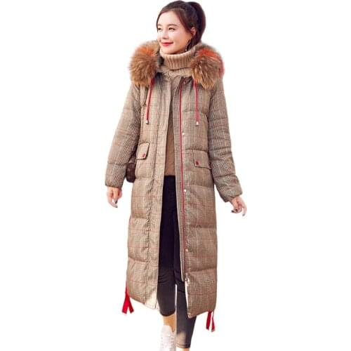 Plus size Down Cotton Jackets Hooded Female Thick Warm 2020 Lattice long Streetwear Winter Jacket Womens Loose Coat Parka