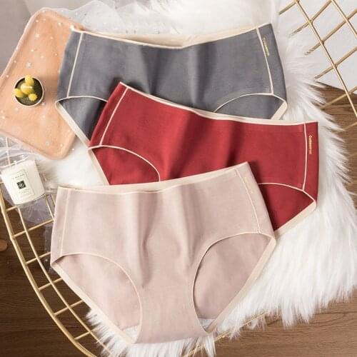 Roseheart Women Fashion Green Gray Pink Cotton Mid Waist Panties Underwear One-Piece Lingerie Briefs Underpants Briefs M L XL
