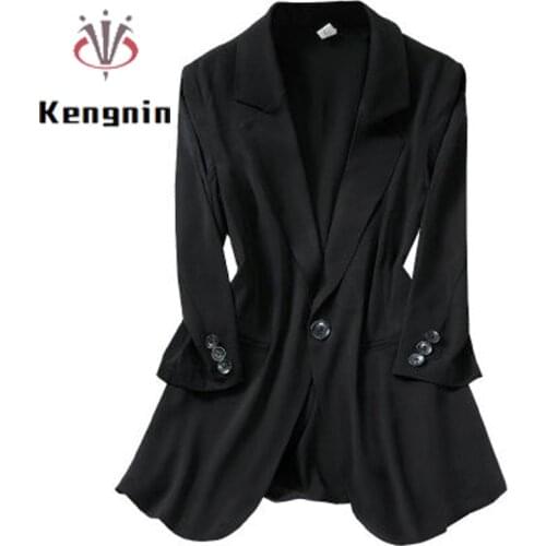 New Summer Jackets Thin Women Blazers Plus Size 5XL Suncreen Basic Coats Three Quarter Sleeve Office Lady Work Outerwear KE1597